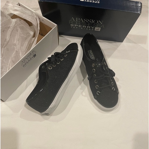 Woman’s Sperry topsiders glitter black size 5.5 - Picture 1 of 14